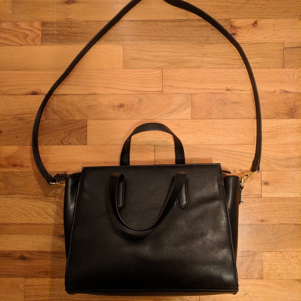 Forever 21 Black w/ Gold Satchel Crossbody Bag (L)